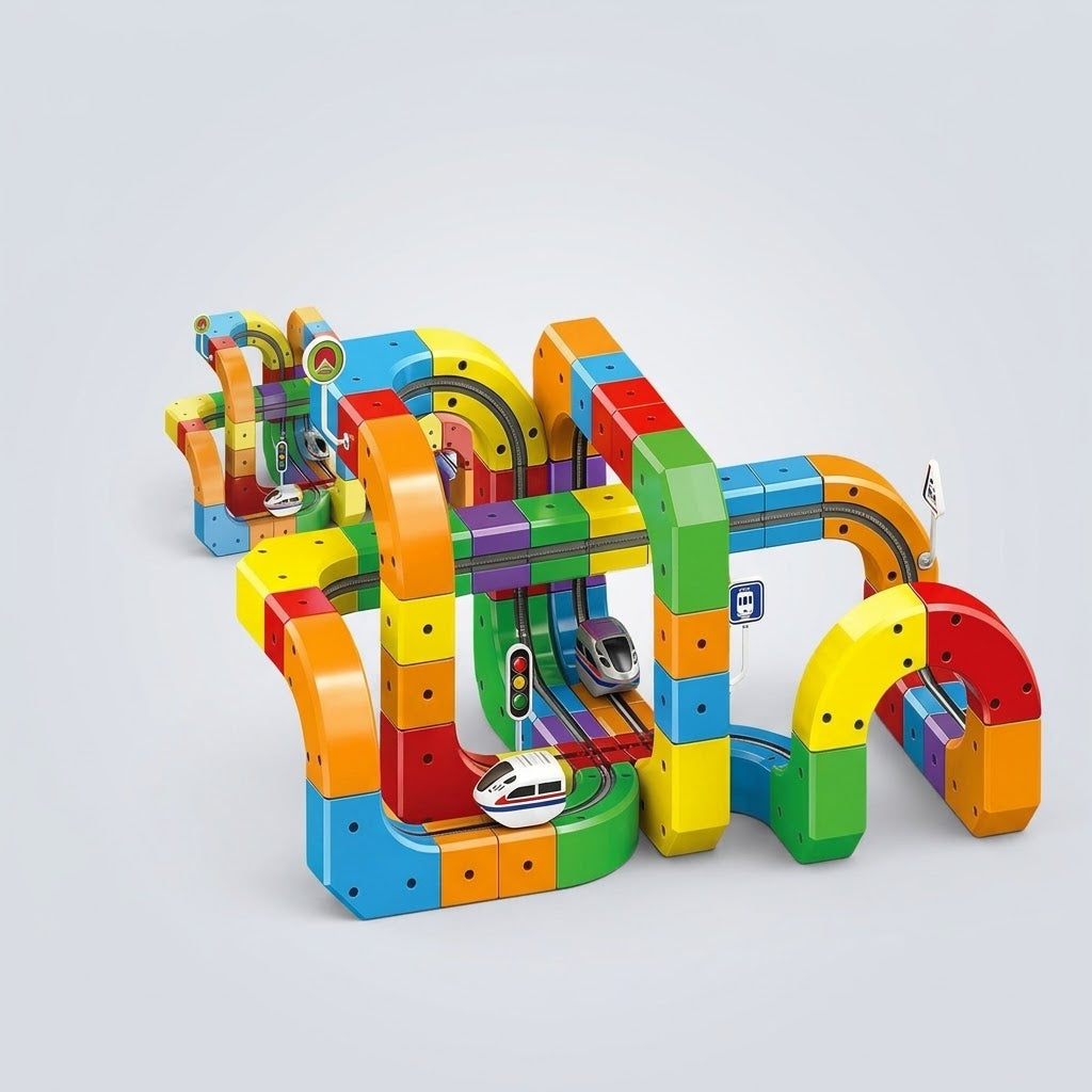 Flexible 3D-Autorennbahn mit Elektroauto