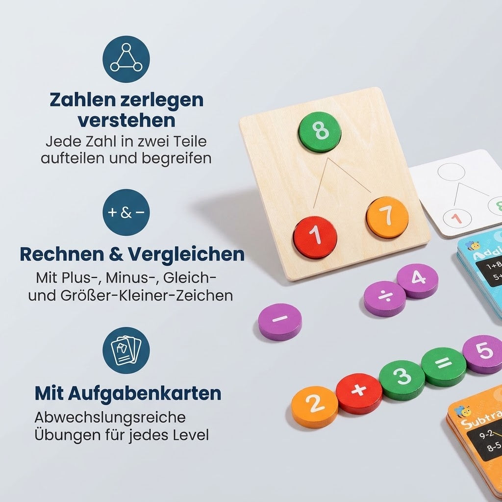 Holz-Rechenspiel zum Zahlenzerlegen