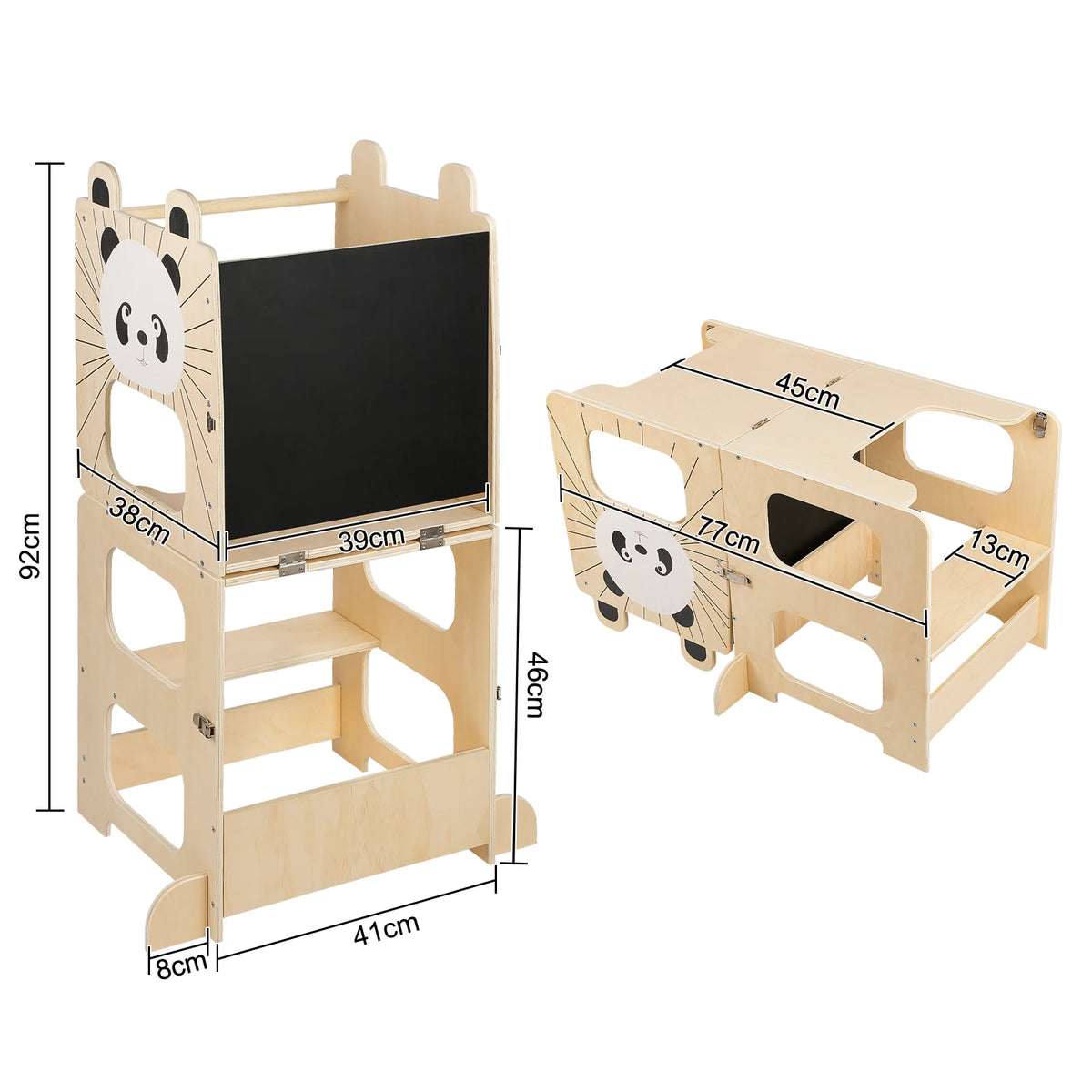 3-in-1 Montessori-Lernturm aus Holz