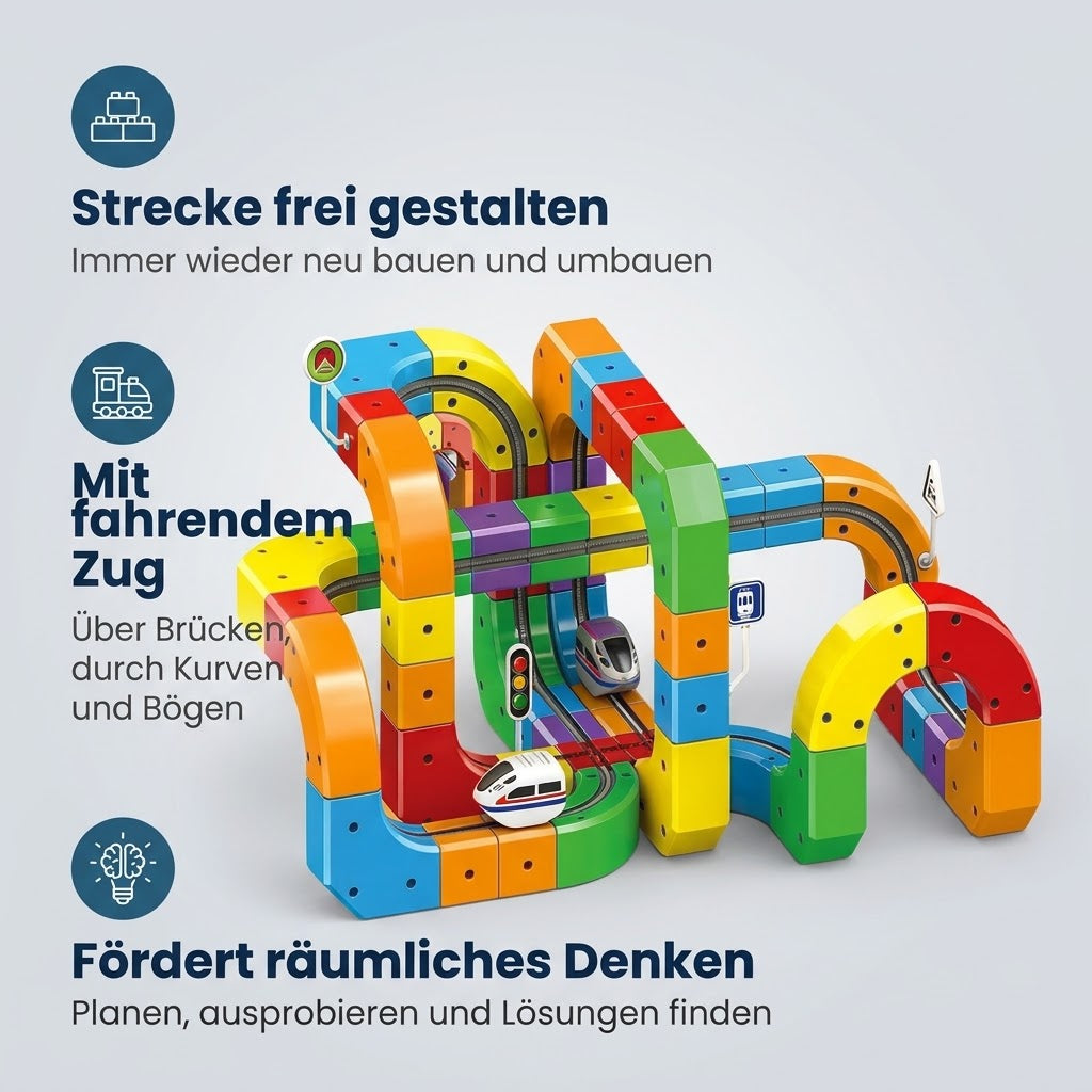 Flexible 3D-Autorennbahn mit Elektroauto