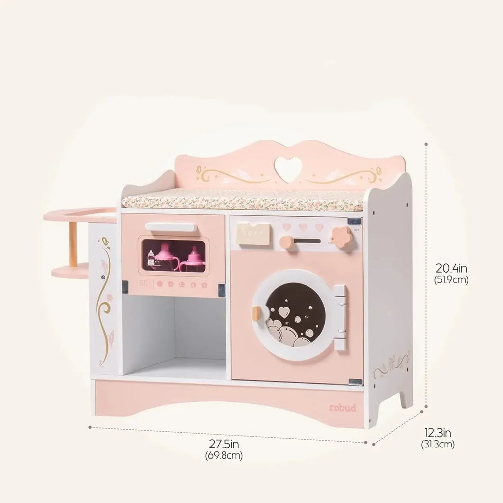 Holz-Puppen-Wickelstation in Rosa