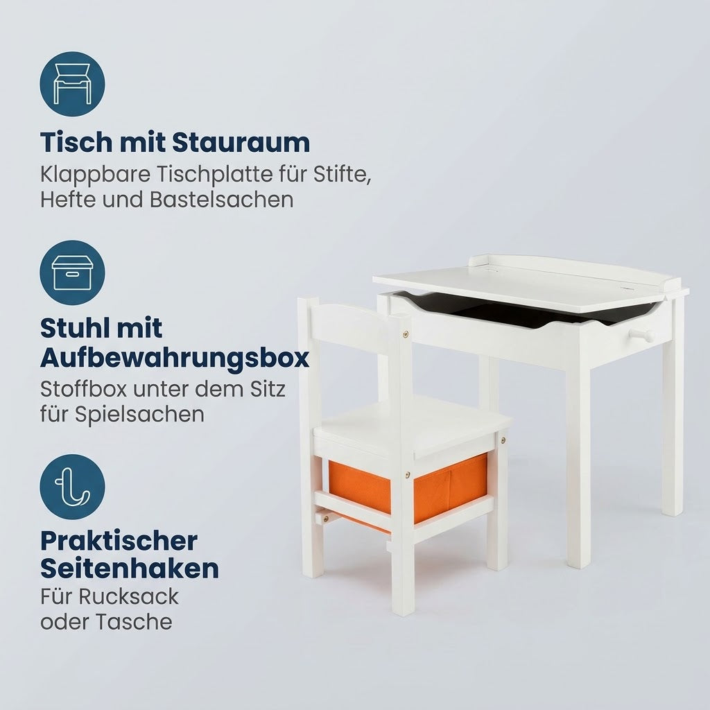 Kindertisch mit Stuhl und Stauraum