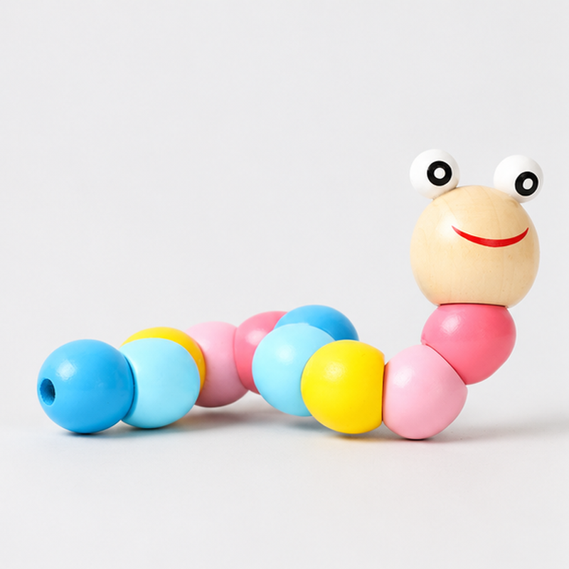 Bunte Holz-Drehraupe für Kinder