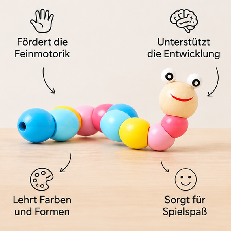 Bunte Holz-Drehraupe für Kinder