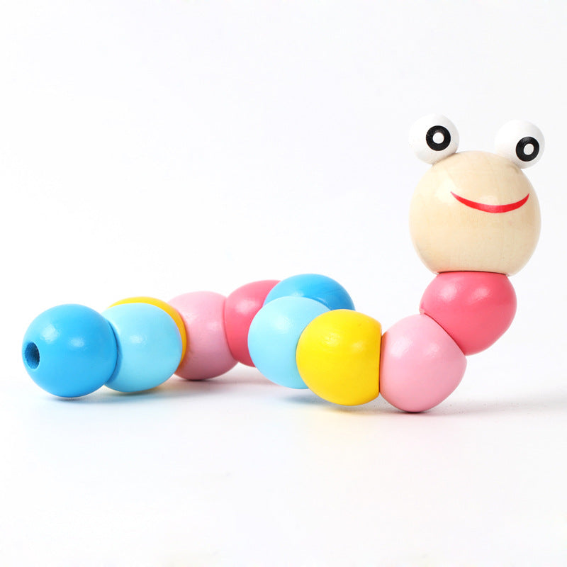 Bunte Holz-Drehraupe für Kinder