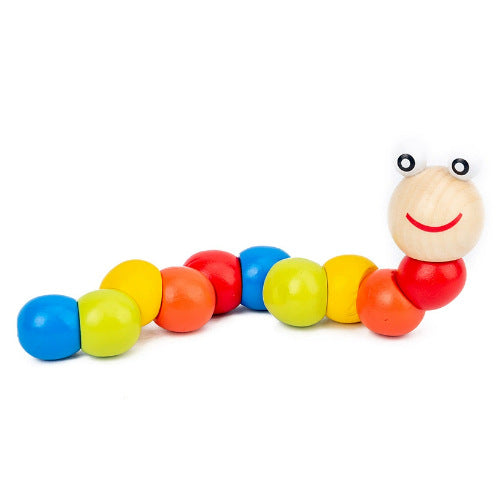 Bunte Holz-Drehraupe für Kinder