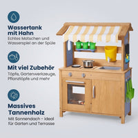 Matschküche mit Sonnendach aus Holz
