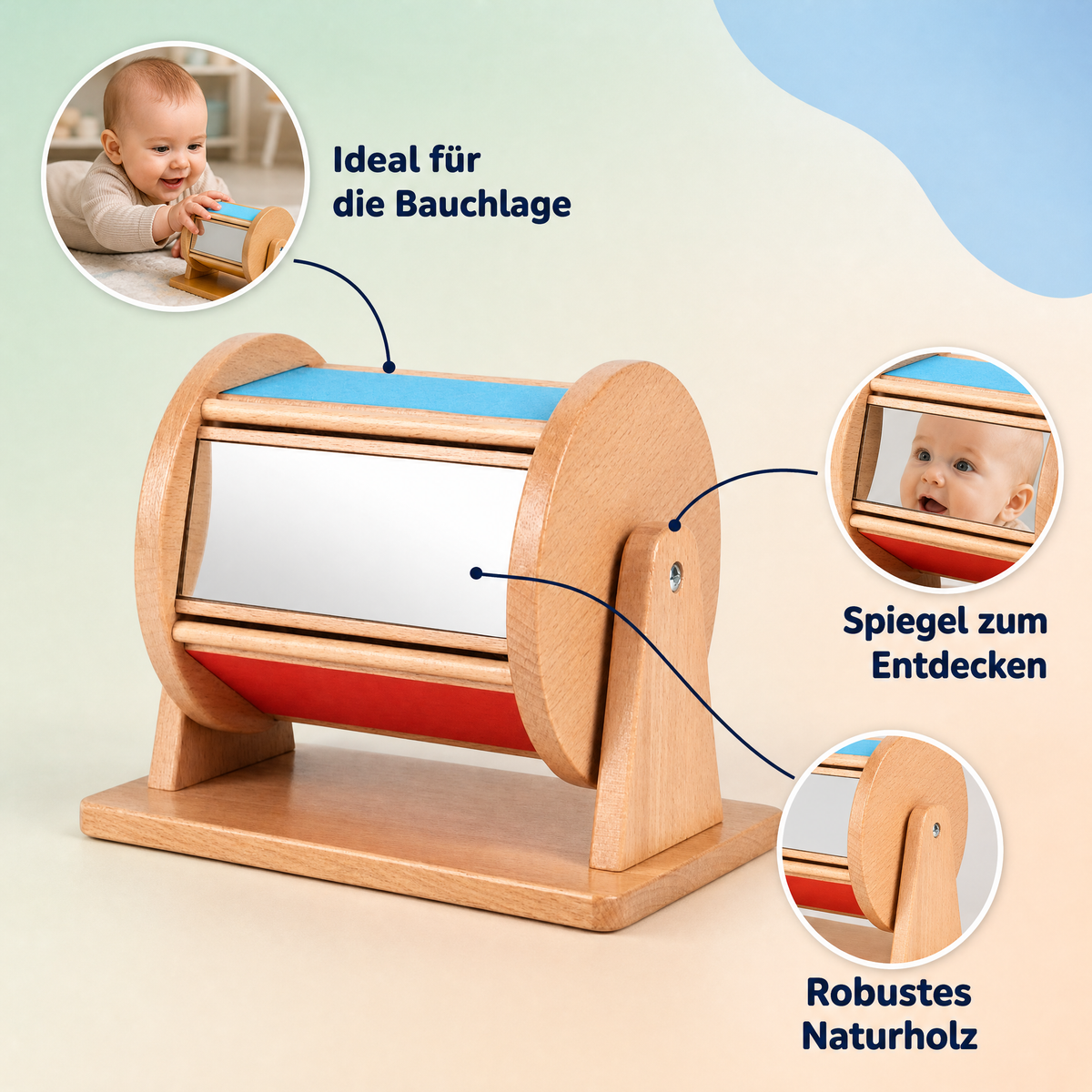 Montessori Holz-Rolltrommel
