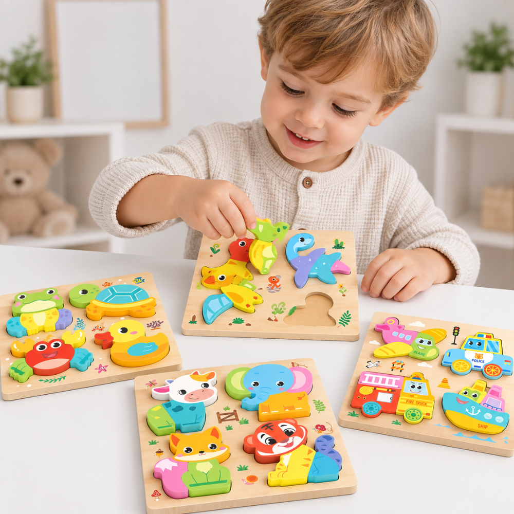 Holz 4-in-1 Puzzlebrett