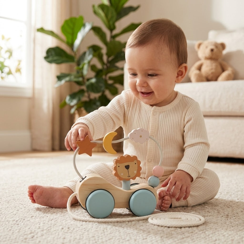 Holz-Anhänger zum Ziehen für Babys