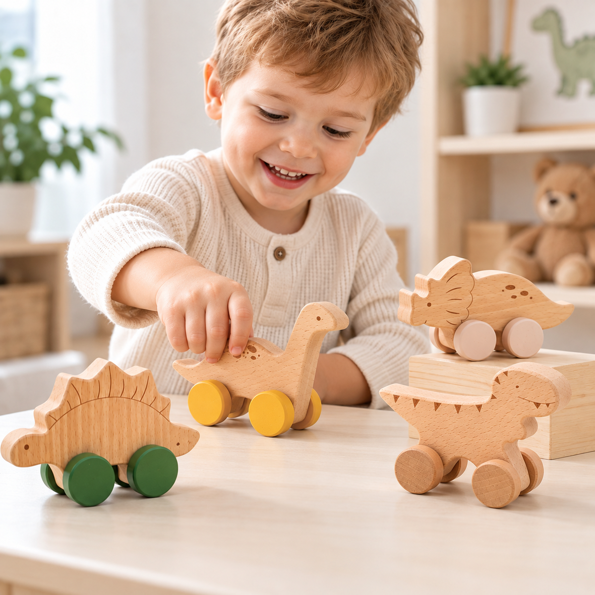 Holz-Dino-Schwungrad-Spielzeug