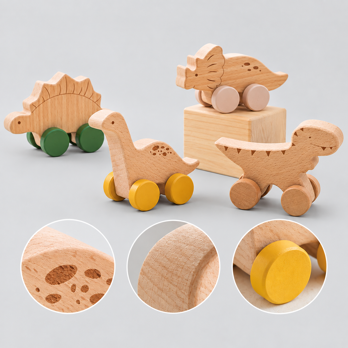 Holz-Dino-Schwungrad-Spielzeug