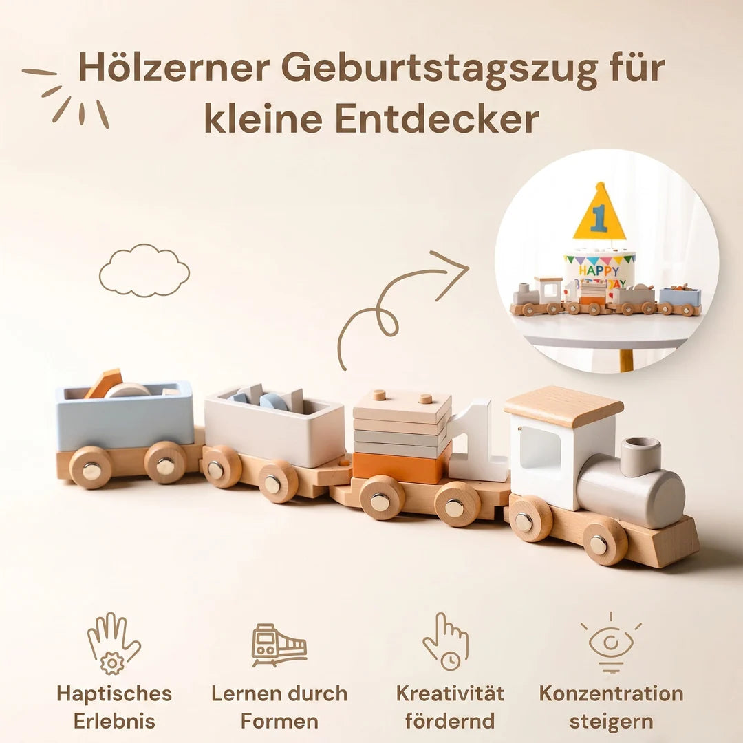 Holz-Geburtstagszug mit Zahlen