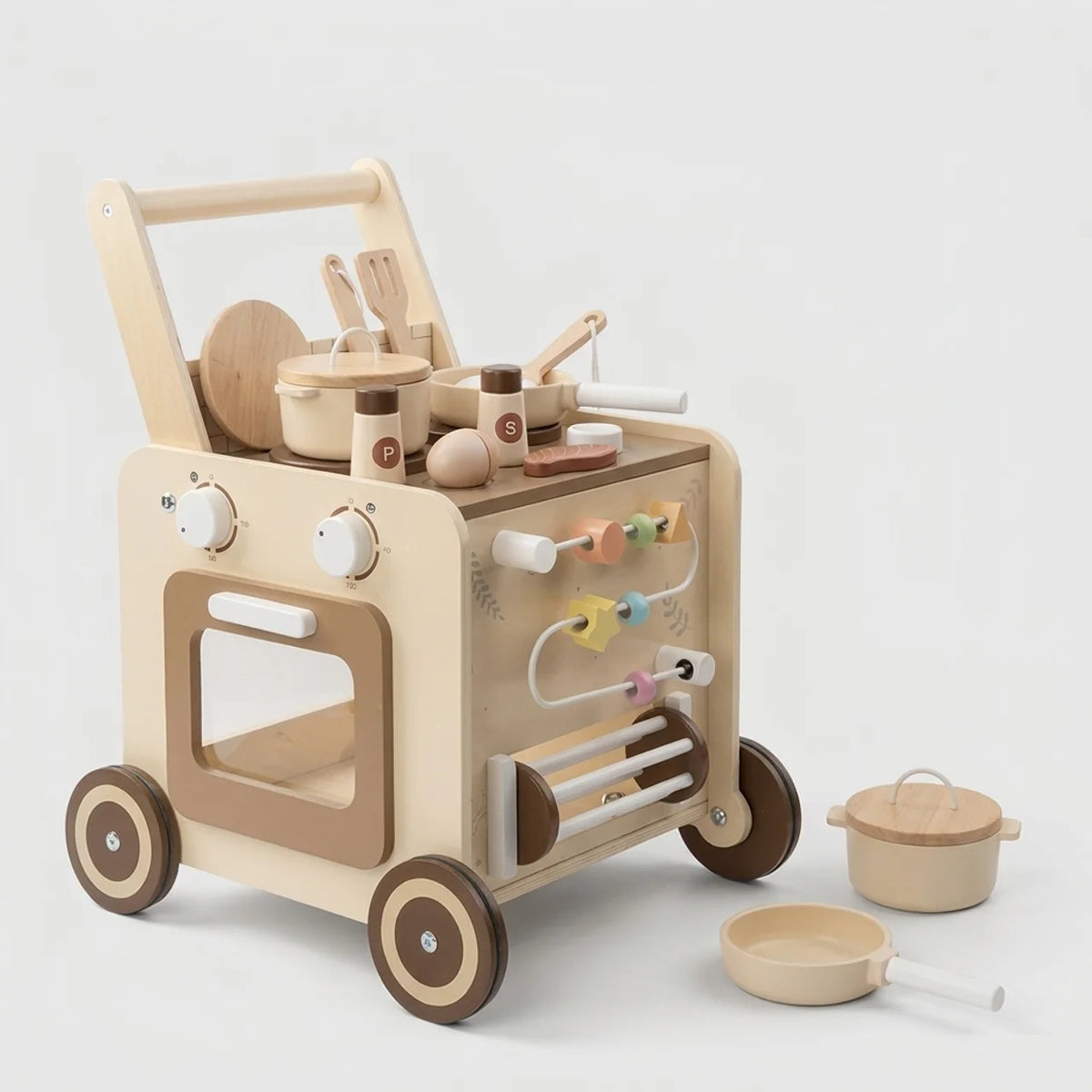 Holz-Lauflernwagen mit Perlenlabyrinth