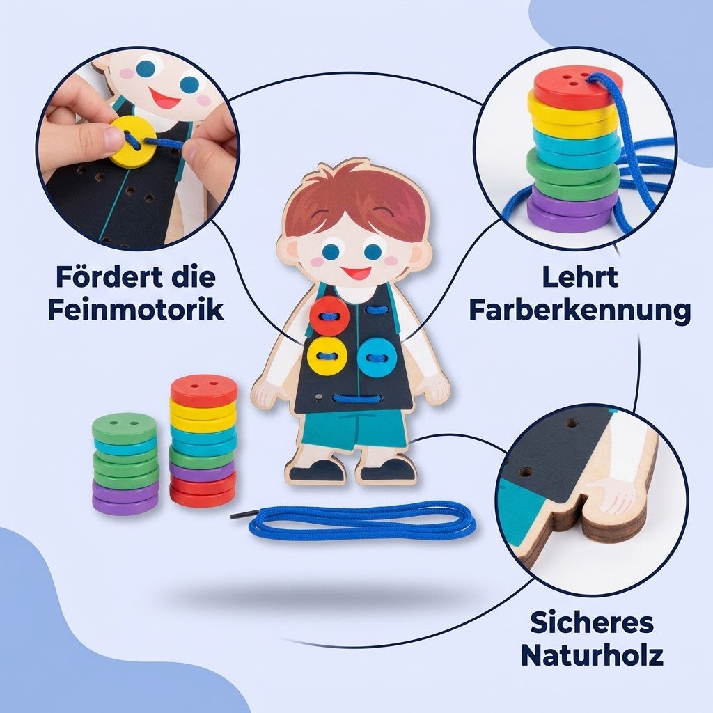 Holz-Schnür & Knöpf Übungsspielzeug