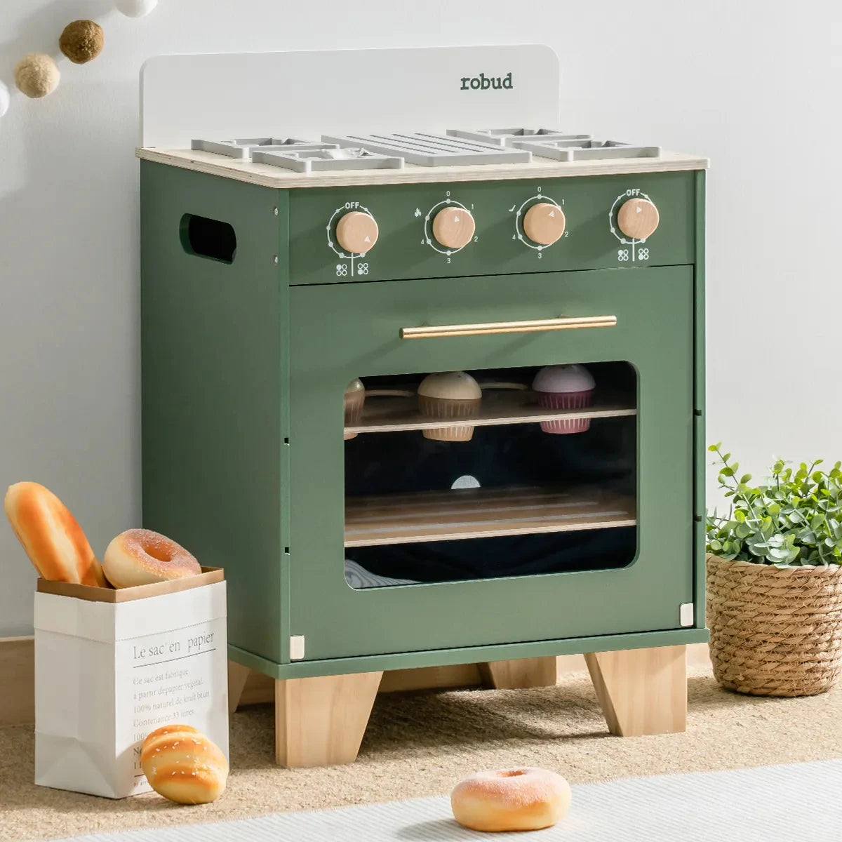 Holz-Spielküche im Vintage-Look
