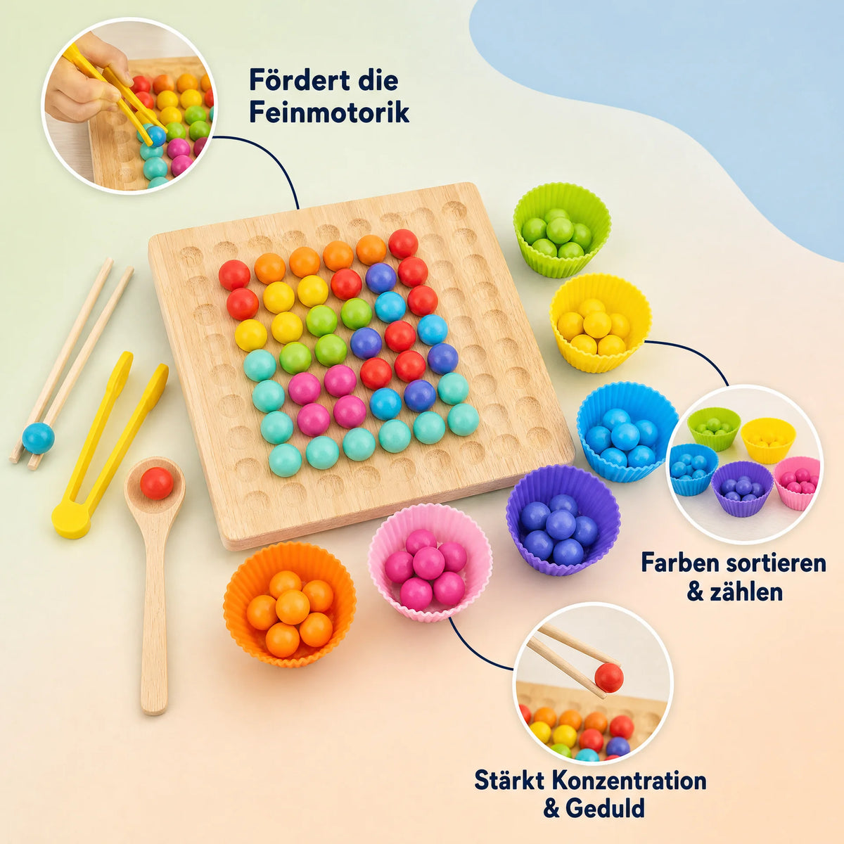 Holz-Perlen-Klemm-Strategiespiel-Set