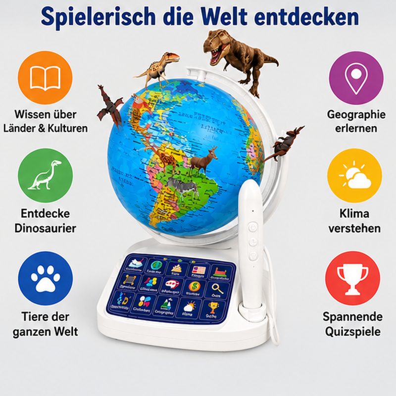 Interaktiver Lern-Globus mit LED-Licht