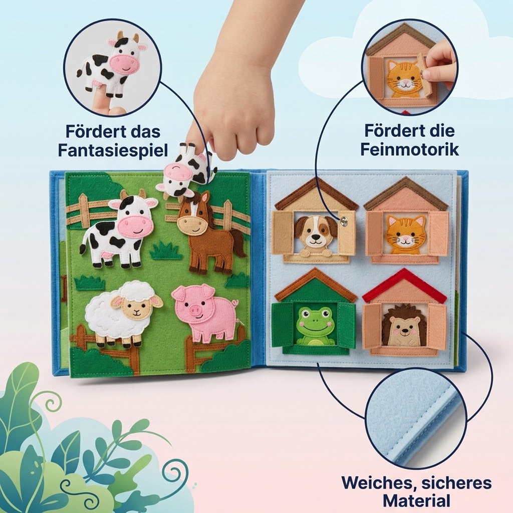 Montessori Bauernhof-Tier Filzbuch