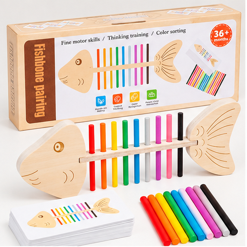 Montessori Fischgräten-Farbzuordnungsspiel