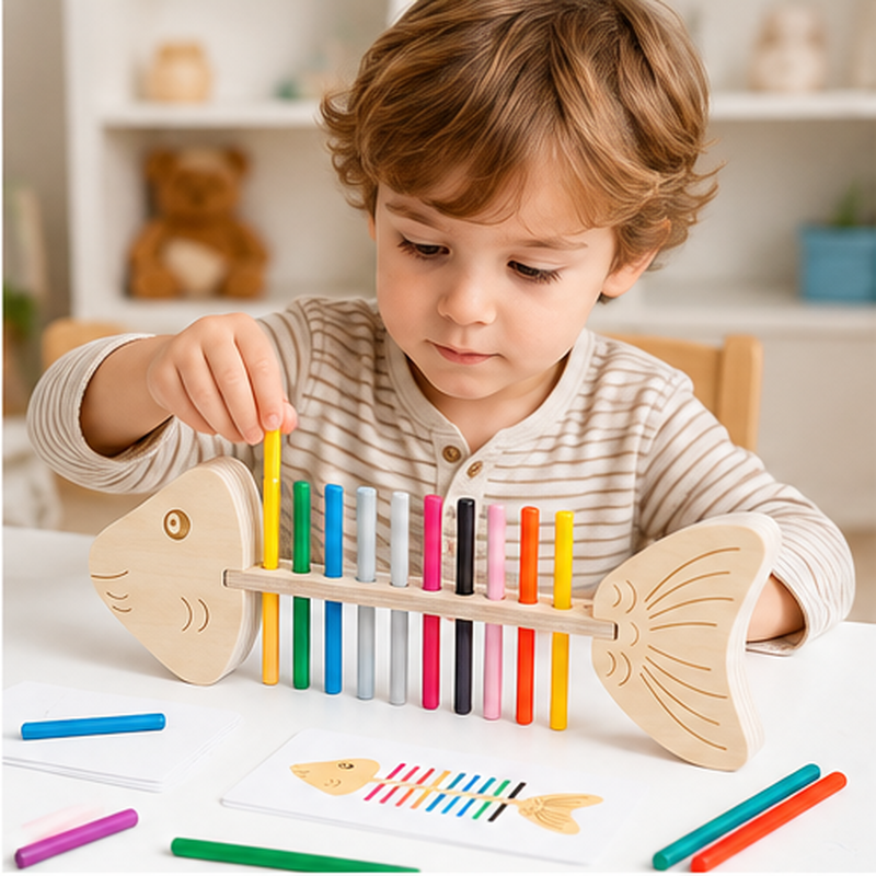Montessori Fischgräten-Farbzuordnungsspiel