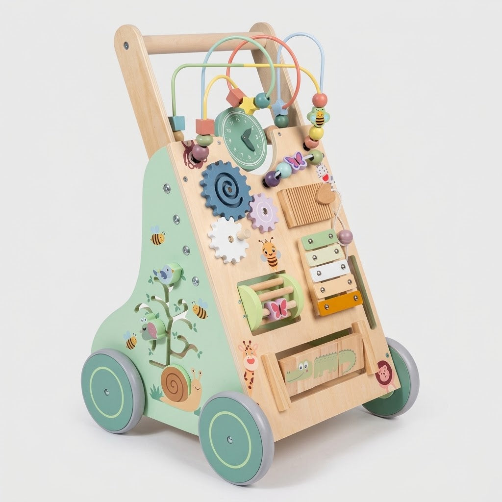 Multifunktionaler Holz-Lauflernwagen