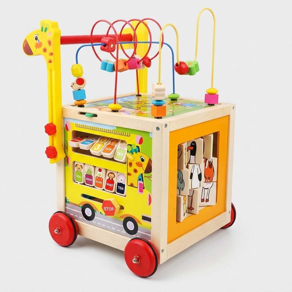 Multifunktionaler Holz-Lauflernwagen