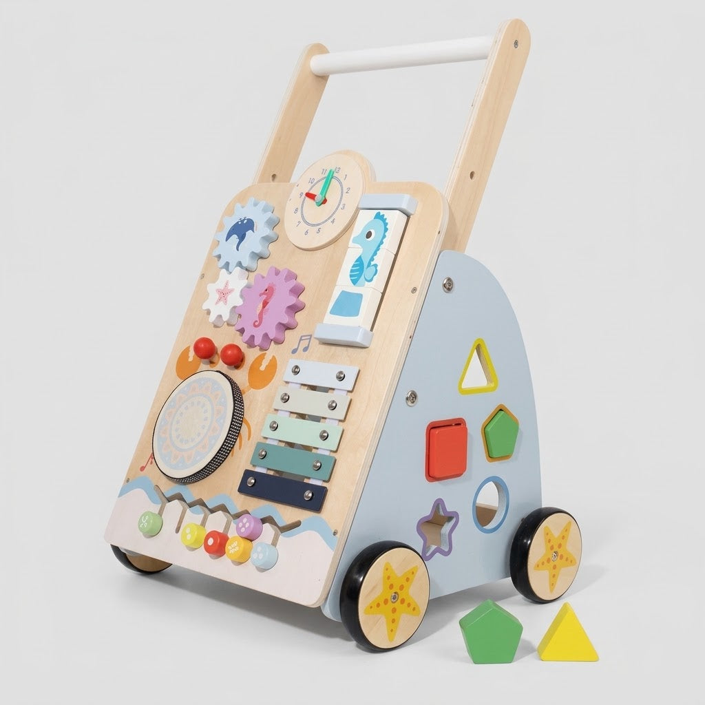 Multifunktionaler Holz-Lauflernwagen