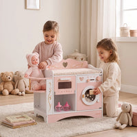Holz-Puppen-Wickelstation in Rosa