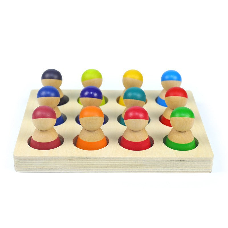 Regenbogen-Sortierspiel aus Holz
