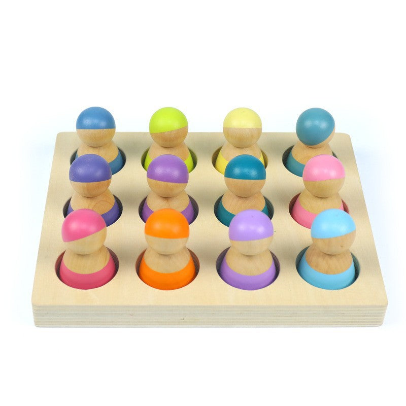 Regenbogen-Sortierspiel aus Holz