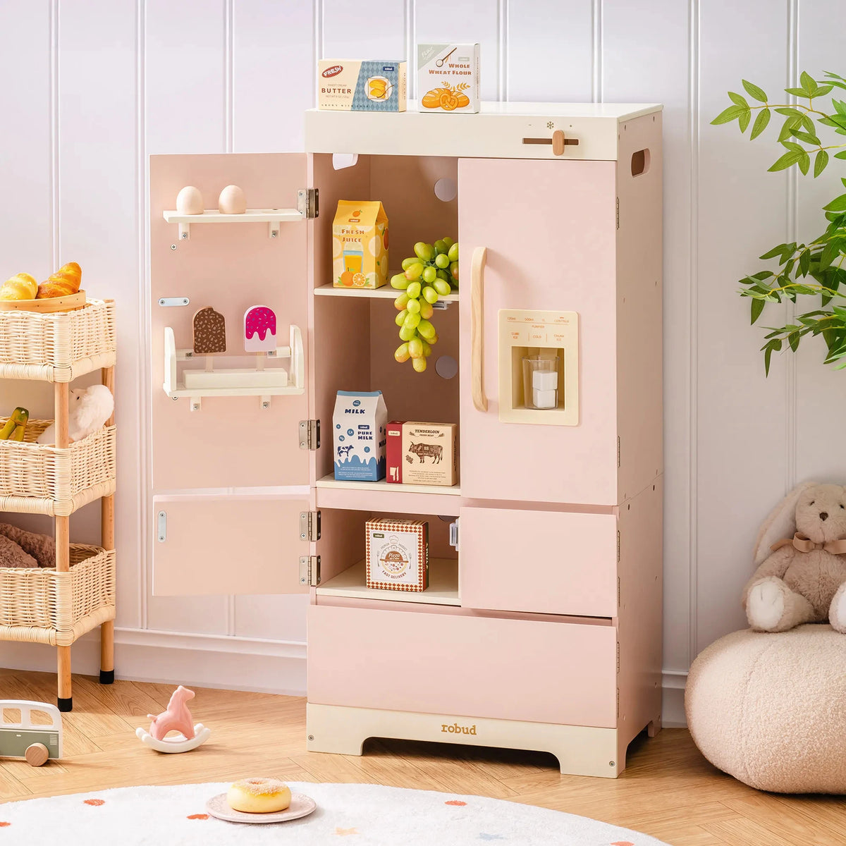 Rosa Holz-Spielküchen-Serie