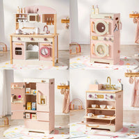 Rosa Holz-Spielküchen-Serie