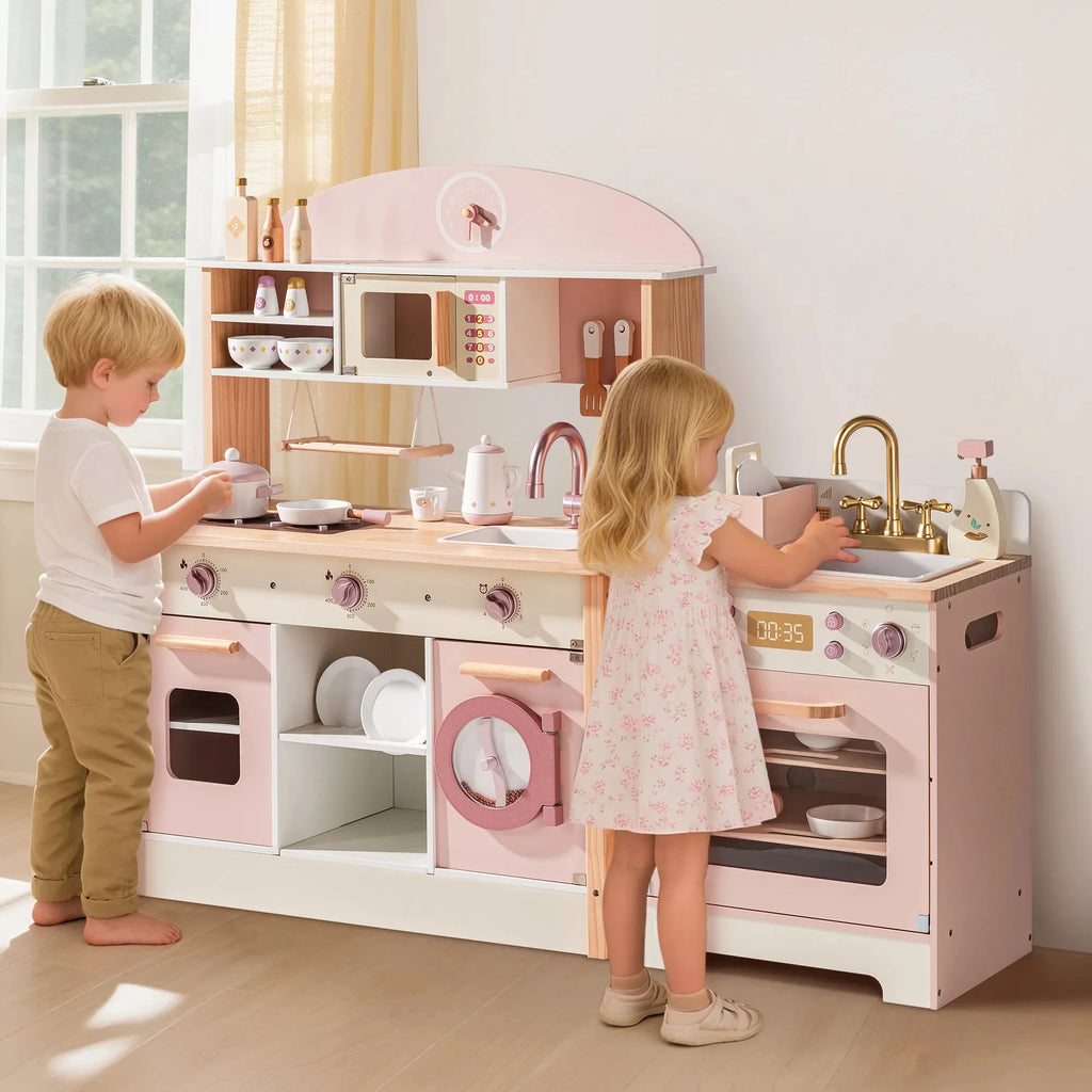 Rosa Holz-Spielküchen-Serie