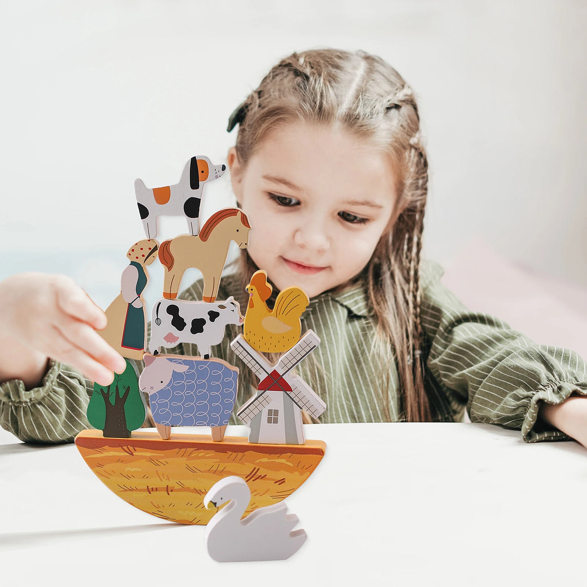 Tragbares Holz-Bauernhof-Spielset