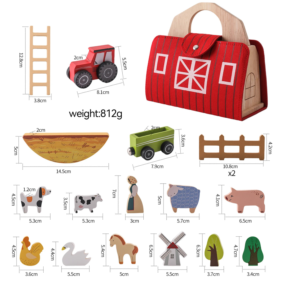 Tragbares Holz-Bauernhof-Spielset